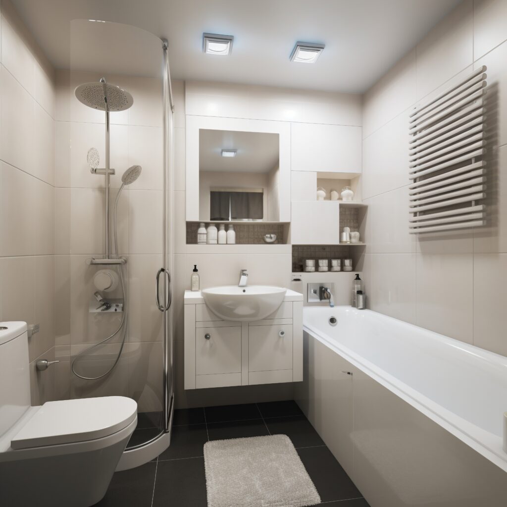 A traditional bathroom featuring a high-walled bathtub that often requires essential Maryland bathroom safety modifications to allow seniors to age in place safely.